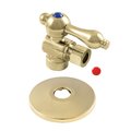 Kingston Brass 1/2" Sweatx3/8" OD Comp Quarter-Turn Angle Stop Valve W/ Flange, Brass CC43202K